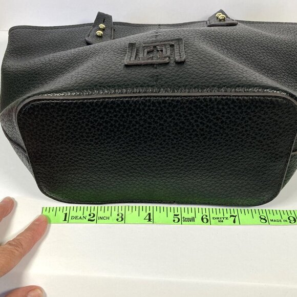 Liz Claiborne Marina‎ Shopper Tote Handbag Black Pebbled Faux Leather Two Straps - Picture 13 of 13